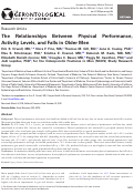 Cover page: The Relationships Between Physical Performance, Activity Levels, and Falls in Older Men.