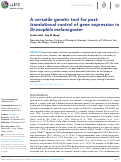 Cover page: A versatile genetic tool for post-translational control of gene expression in Drosophila melanogaster