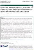 Cover page: Association between supportive supervision and performance of community health workers in India: a longitudinal multi-level analysis