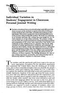 Cover page: Individual Variation in Students’ Engagement In Classroom Personal Journal Writing