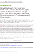 Cover page: Single Nucleotide Polymorphism rs9277336 Controls the Nuclear Alpha Actinin 4‐Human Leukocyte Antigen‐DPA1 Axis and Pulmonary Endothelial Pathophenotypes in Pulmonary Arterial Hypertension