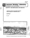 Cover page: Application of Seismic Tomographic Techniques in the Investigation of Geothermal Systems