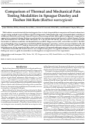 Cover page: Comparison of Thermal and Mechanical Pain Testing Modalities in Sprague Dawley and Fischer 344 Rats (Rattus norvegicus).