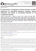 Cover page: The Importance of Engaging in Physical Activity in Older Adulthood for Transitions Between Cognitive Status Categories and Death: A Coordinated Analysis of 14 Longitudinal Studies