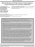 Cover page: Risk Stratification of COVID-19 Patients Using Ambulatory Oxygen Saturation in the Emergency Department