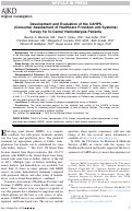 Cover page: Development and Evaluation of the CAHPS (Consumer&nbsp;Assessment of Healthcare Providers and Systems) Survey for In-Center Hemodialysis Patients