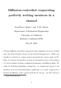 Cover page: DIFFUSION-CONTROLLED EVAPORATING PERFECTLY WETTING MENISCUS IN A CHANNEL