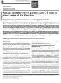 Cover page: Radical prostatectomy in patients aged 75 years or older: review of the literature