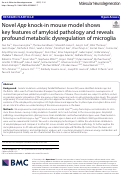 Cover page: Novel App knock-in mouse model shows key features of amyloid pathology and reveals profound metabolic dysregulation of microglia