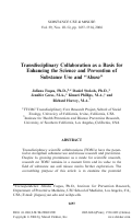 Cover page: Transdisciplinary collaboration as a basis for enhancing the science and prevention of Substance use and "Abuse".