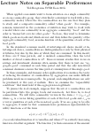 Cover page of Lectures on Separable Preferences