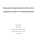 Cover page of Reassessing Leading Research on China-Africa&nbsp;Engagement in Light of a Weakening Economy