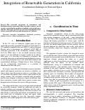 Cover page: Integration of Renewable Generation in California: Coordination Challenges in Time and Space