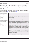 Cover page: Optimizing ECG lead selection for detection of prolongation of ventricular repolarization as measured by the Tpeak‐end interval