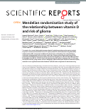 Cover page: Mendelian randomisation study of the relationship between vitamin D and risk of glioma.
