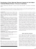 Cover page: Developing a Policy-Relevant Research Agenda for the Patient-Centered Medical Home: A Focus on Outcomes