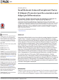 Cover page: Small Molecule-Induced Complement Factor D (Adipsin) Promotes Lipid Accumulation and Adipocyte Differentiation