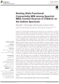 Cover page: Resting State Functional Connectivity MRI among Spectral MEG Current Sources in Children on the Autism Spectrum