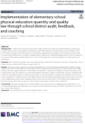Cover page: Implementation of elementary school physical education quantity and quality law through school district audit, feedback, and coaching.
