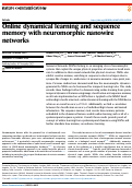 Cover page: Online dynamical learning and sequence memory with neuromorphic nanowire networks.