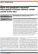 Cover page: Rapid and quantitative functional interrogation of human enhancer variant activity in live mice