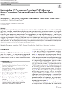 Cover page: Barriers to Oral HIV Pre-exposure Prophylaxis (PrEP) Adherence Among Pregnant and Post-partum Women from Cape Town, South Africa