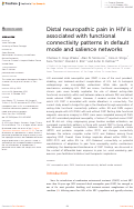 Cover page: Distal neuropathic pain in HIV is associated with functional connectivity patterns in default mode and salience networks