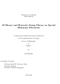 Cover page: M-Theory and Heterotic String Theory on Special Holonomy Fibrations