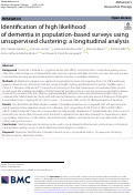 Cover page: Identification of high likelihood of dementia in population-based surveys using unsupervised clustering: a longitudinal analysis