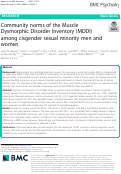 Cover page: Community norms of the Muscle Dysmorphic Disorder Inventory (MDDI) among cisgender sexual minority men and women