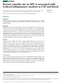 Cover page: Recent cannabis use in HIV is associated with reduced inflammatory markers in CSF and blood