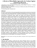 Cover page of A review of microfluidic approaches for carbon capture and storage research