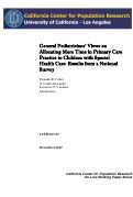 Cover page: General Pediatricians' Views on Allocating More Time in Primary Care Practice to Children with Special Health Care: Results from a National Survey