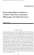 Cover page: Researching Indigenous Indians in Southern California: Commentary, Bibliography, and Online Resources