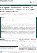 Cover page: Nursing home characteristics associated with methicillin-resistant Staphylococcus aureus (MRSA) Burden and Transmission