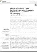 Cover page: Pyrcca: Regularized Kernel Canonical Correlation Analysis in Python and Its Applications to Neuroimaging