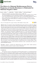 Cover page: The Effect of a Maternal Mediterranean Diet in Pregnancy on Insulin Resistance is Moderated by Maternal Negative Affect.