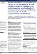 Cover page: Method for estimation of apoptotic cell fraction of cytotherapy using in vivo fluorine-19 magnetic resonance: pilot study in a patient with head and neck carcinoma receiving tumor-infiltrating lymphocytes labeled with perfluorocarbon nanoemulsion