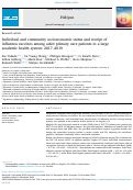 Cover page of Individual and community socioeconomic status and receipt of influenza vaccines among adult primary care patients in a large academic health system: 2017–2019