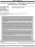 Cover page: Assessing Team Performance: A Mixed-Methods Analysis Using Interprofessional in situ Simulation