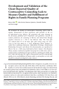 Cover page: Development and Validation of the Client‐Reported Quality of Contraceptive Counseling Scale to Measure Quality and Fulfillment of Rights in Family Planning Programs