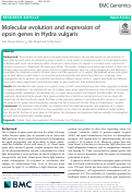 Cover page: Molecular evolution and expression of opsin genes in Hydra vulgaris.