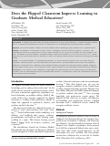 Cover page: Does the Flipped Classroom Improve Learning in Graduate Medical Education?