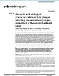 Cover page of Genomic and biological characterization of lytic phages infecting Pseudomonas syringae associated with almond bacterial blast.