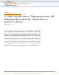 Cover page: In cellulo crystallization of Trypanosoma brucei IMP dehydrogenase enables the identification of genuine co-factors