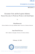 Cover page: Economic Crisis and the Logistics Industry: Financial Insecurity for Warehouse Workers in the Inland Empire
