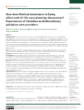 Cover page: How does Medical Assistance in Dying affect end-of-life care planning discussions? Experiences of Canadian multidisciplinary palliative care providers