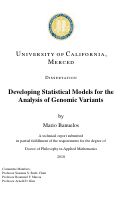 Cover page: Developing Statistical Models for the Analysis of Genomic Variants