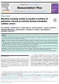 Cover page: Machine learning model to predict evolution of pulseless electrical activity during in-hospital cardiac arrest.