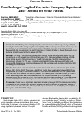 Cover page: Does Prolonged Length of Stay in the Emergency Department Affect Outcome for Stroke Patients?